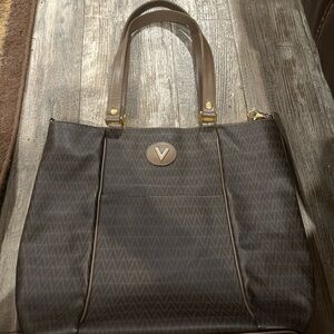 Vintage Classic Mario Valentino tote with removable gold chain pouch. Pristine
